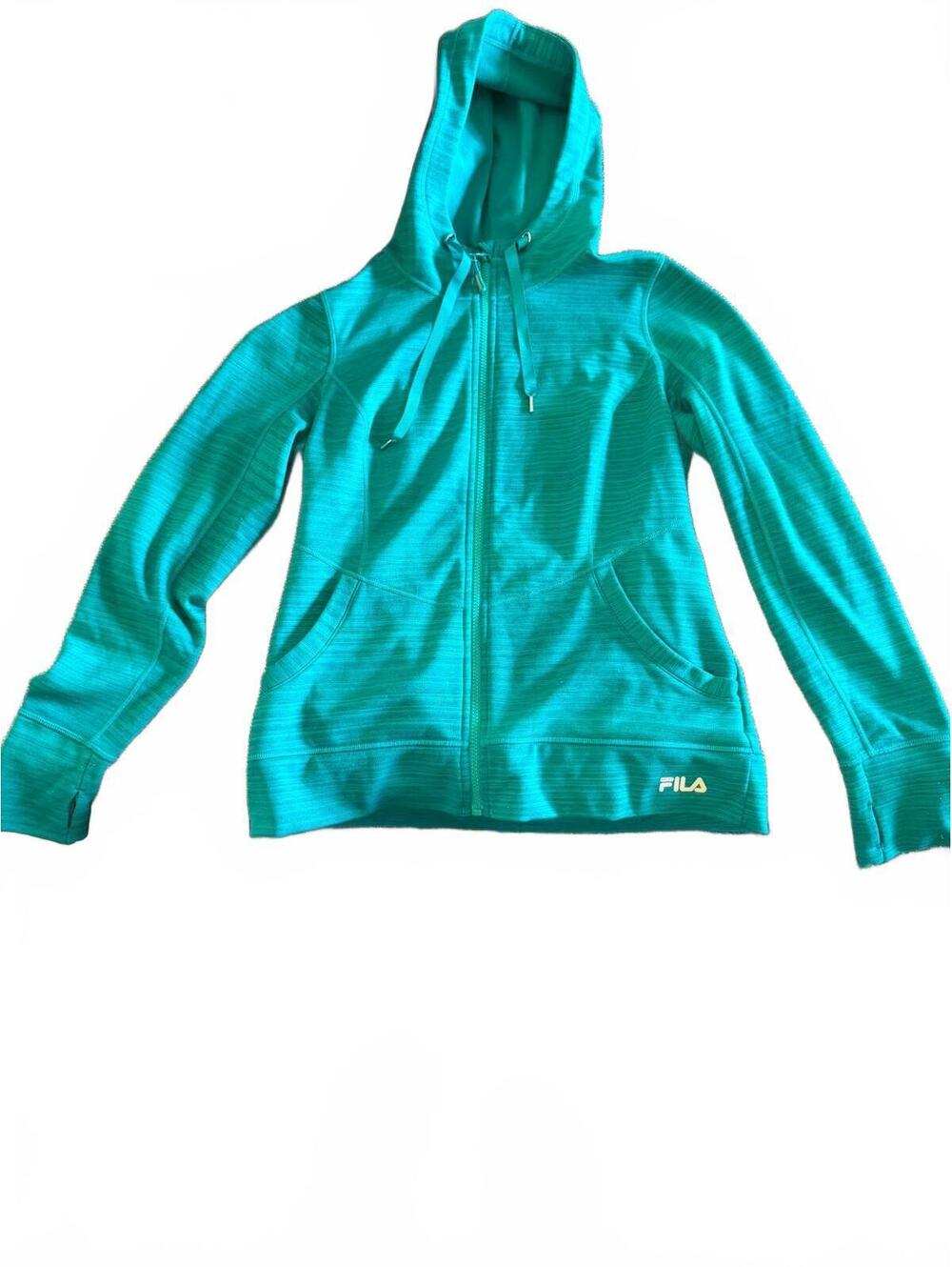 Fila Teal Zip-Up Hoodie with Thumb Holes